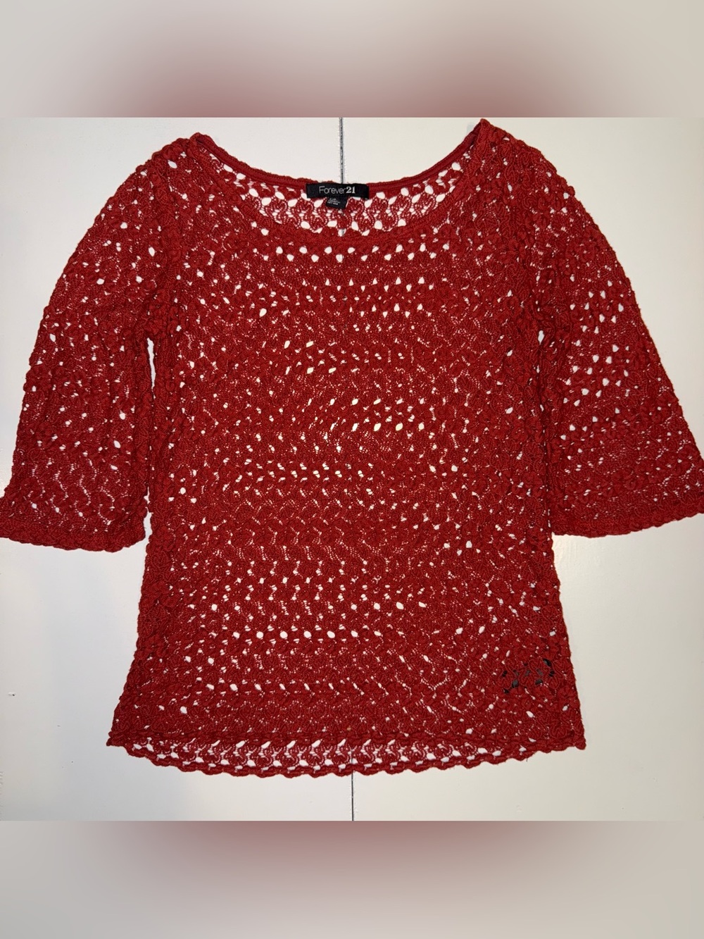 Forever 21 Red Crochet Lace Top